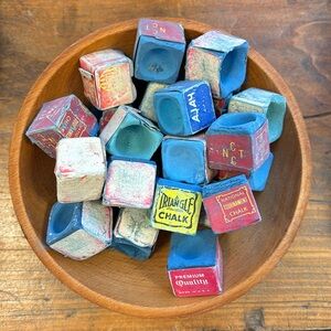 Vintage billiard cue stick chalk bundle